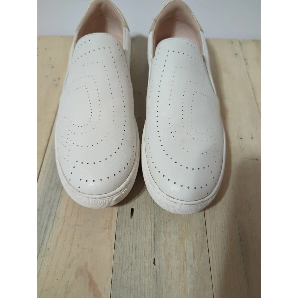 Kate Spade Azores Perforated White Leather Slip On Sneakers 7.5 Spade Design